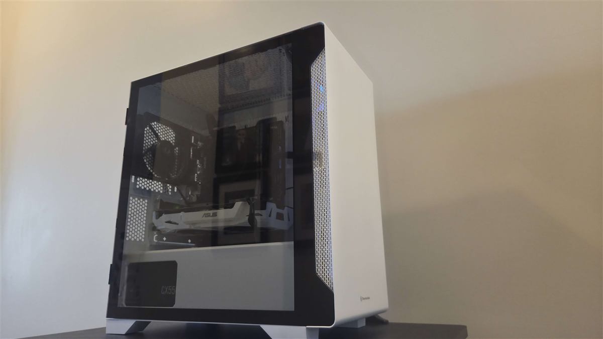 Side view of white gaming PC